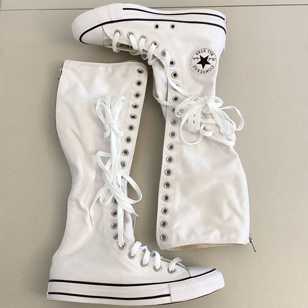 Converse 8 NIB Knee High XX-HI Tall Lace Up White Sneakers Authentic New In Box - Picture 3 of 11